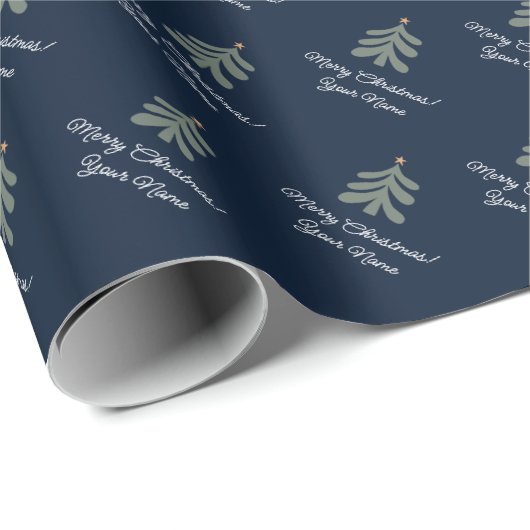 Hübsches Weihnachtsbaummuster personalisiert Feier Geschenkpapier (Rolleneckpunkt)