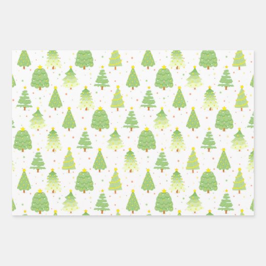 Hübsches Weihnachtsbaumwrapping Papier Set von 3 (Vorderseite)