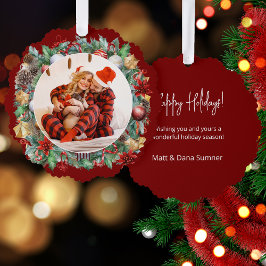 Hübsches Weihnachtskranz-Foto Ornament Karte