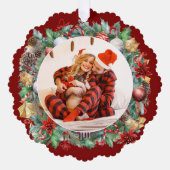 Hübsches Weihnachtskranz-Foto Ornament Karte (Vorderseite)