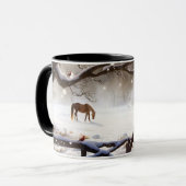 Hübsches Weihnachtspferd im Schnee Tasse (Vorderseite Links)