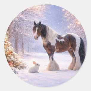 Hübsches Weihnachtspferd und Osterhasen-Feiertage Runder Aufkleber