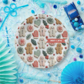 Hübsches Weihnachtsplätzchen-Muster Pappteller (Party)