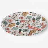 Hübsches Weihnachtsplätzchen-Muster Pappteller (Schrägansicht)