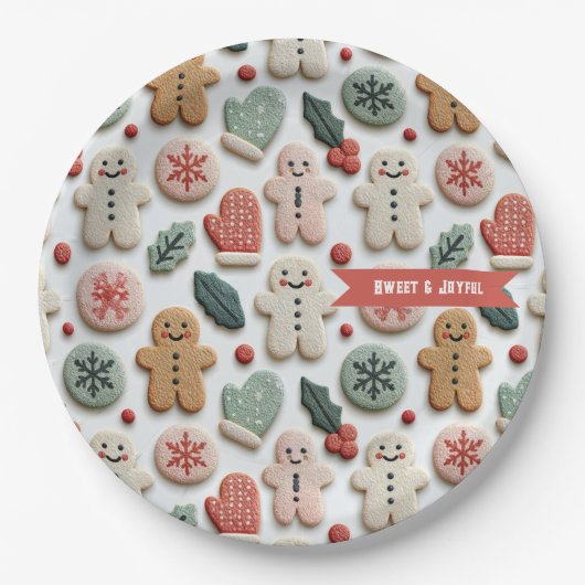 Hübsches Weihnachtsplätzchen-Muster Pappteller (Vorderseite)