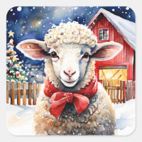 Hübsches Weihnachtsschaf und rustikaler Stall