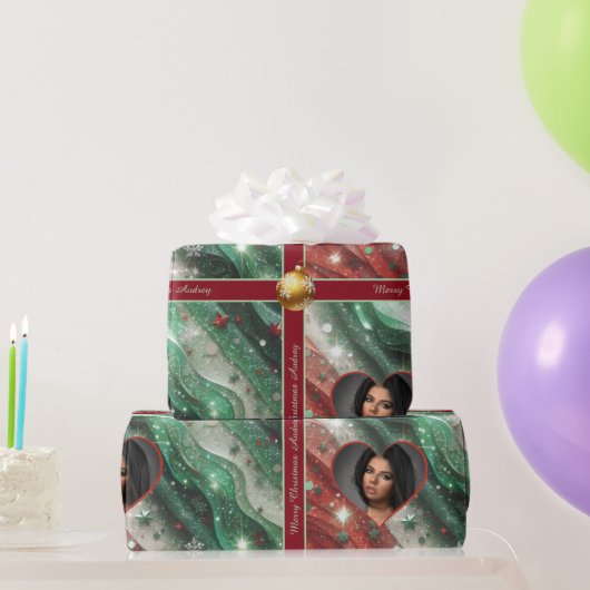 Hübsches Weihnachtswackelpapier mit Foto Geschenkpapier (Partygeschenke)