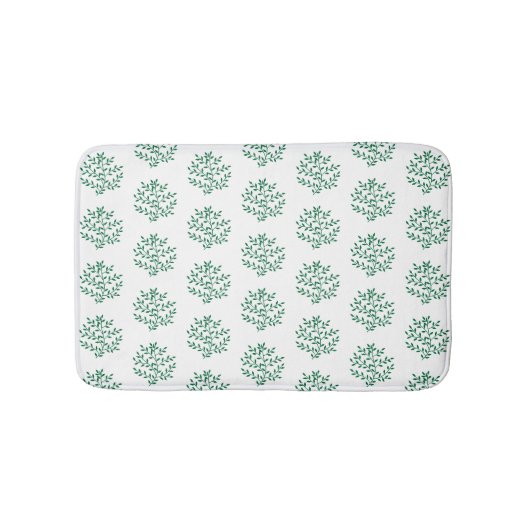 Hübsches Weiß-Grünleder-Muster Botanische Natur Badematte (Vorderseite)