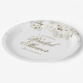 Hübsches weißes Blossom-Brautparty Pappteller (Schrägansicht)