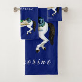 Hübsches weißes Karussell-Pferd Badhandtuch Set (Insitu)