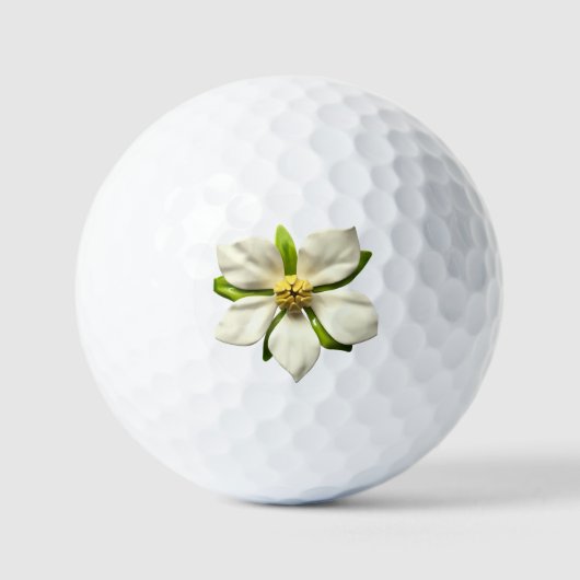 Hübsches weißes Magnolienblässchen oder Ihr Logo Golfball (Vorderseite)