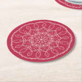 Hübsches weißes Mandala im Rahmen der Viva Magenta Runder Pappuntersetzer (Angewinkelt)
