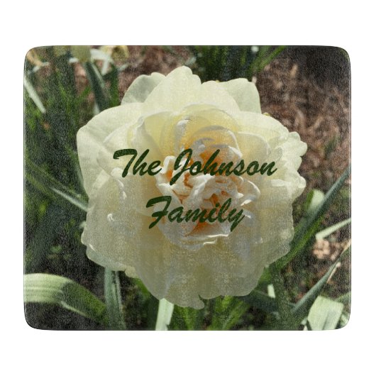 Hübsches weißes Nadelöhr Schneidebrett (Vorderseite)