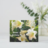 Hübsches weißes Osterlilien Blumengebirge Foto Geb Postkarte (Stehend Vorderseite)