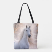 Hübsches weißes Pferd im Schnee Tasche (Rückseite)