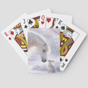 Hübsches Weißes Pferd Kaninchen und Schnee  Spielkarten