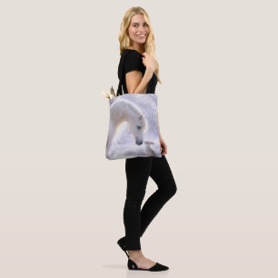 Hübsches Weißes Pferd Kaninchen und Schnee Tasche