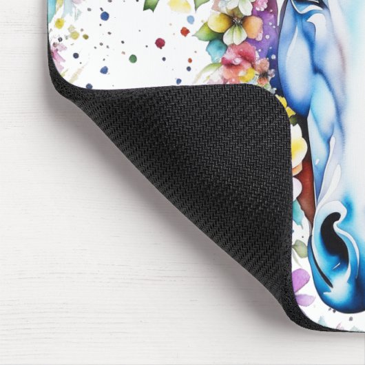 Hübsches Weißes Pferd Lila und rosa Mousepad (Ecke)