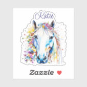 Hübsches Weißes Pferd Personalisiert Aufkleber (Blatt)