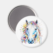 Hübsches Weißes Pferd Personalisiert Magnet (Vorderseite/Rückseite)
