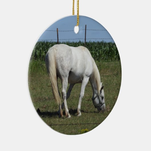 Hübsches Weißes Pferd Weihnachten Keramik Ornament (Rechts)