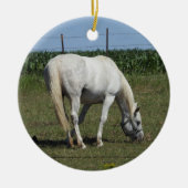 Hübsches Weißes Pferd Weihnachten Keramik Ornament (Vorne)
