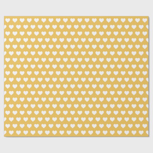Hübsches Weißherz Muster Honig Gelb Geschenkpapier (Flach)