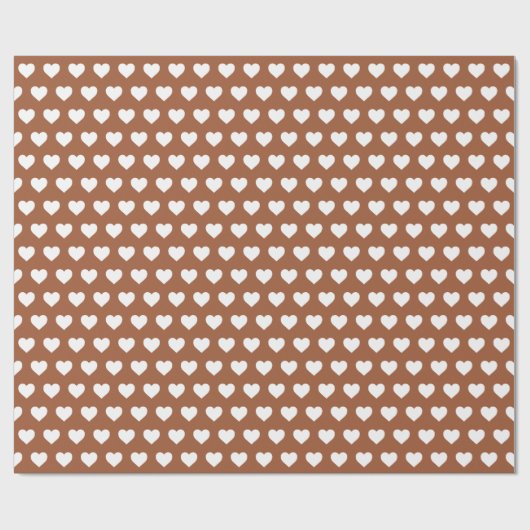 Hübsches Weißherz Muster TerraCotta Geschenkpapier (Flach)