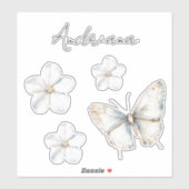 Hübsches White Blue Butterfly Brautparty Aufkleber (Blatt)