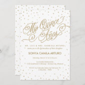 Hübsches White & Gold Stars Quinceñera Party Einladung (Vorne/Hinten)