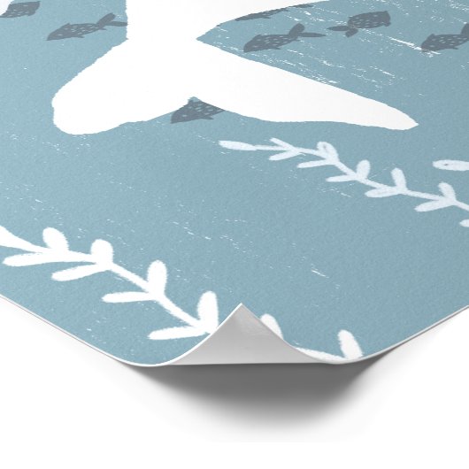 Hübsches White Whale Baby Dusche Schildkröte Poster (Ecke)