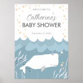 Hübsches White Whale Baby Dusche Schildkröte Poster (Vorne)
