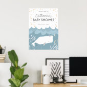 Hübsches White Whale Baby Dusche Schildkröte Poster (Heimbüro)