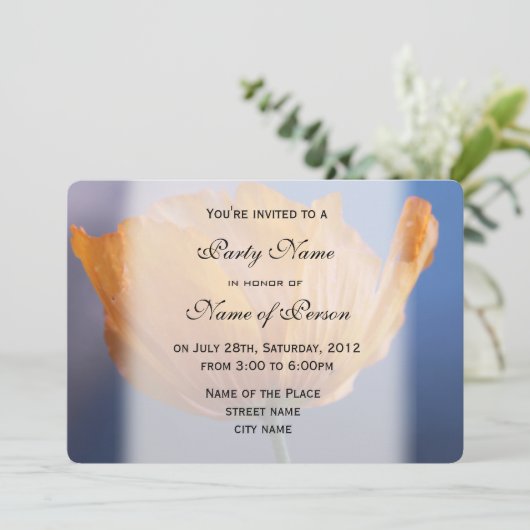 hübsches Wildgelbes MohnblütenParty Einladung (Stehend Vorderseite)