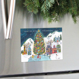 Hübsches Winterhaus-Dorf-Weihnachten Magnetkarte