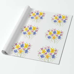 Hübsches Wrapping Paper Farbige Blume auf Weiß Geschenkpapier