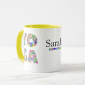 Hübsches Yoga-Geschenk Tasse mit Individuelle Name (Vorderseite Links)