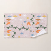 Hübsches zeitgenössisches Retromuster atomar pink Badhandtuch Set (Handtuch)