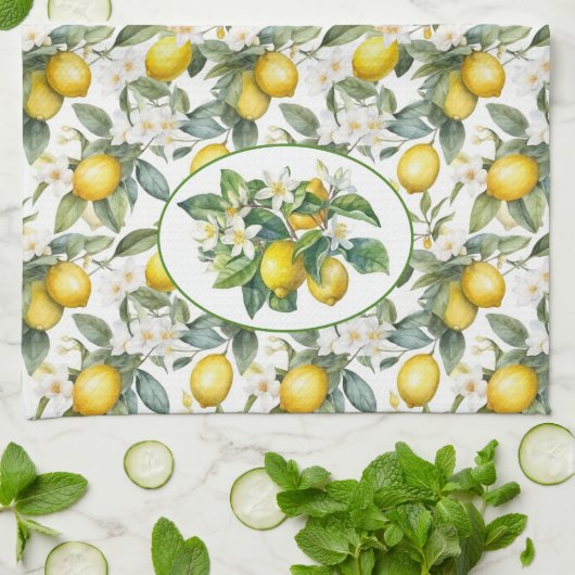 Hübsches Zitronenbaum Wasserfarbe Geschirrtuch (Gefaltet)