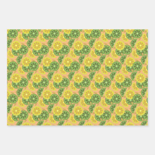 Hübsches Zitrusmuster in Papierblättern Geschenkpapier Set (Vorderseite 3)