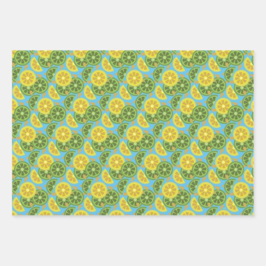 Hübsches Zitrusmuster in Papierblättern Geschenkpapier Set (Vorderseite 2)