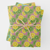 Hübsches Zitrusmuster in Papierblättern Geschenkpapier Set (Beispiel)