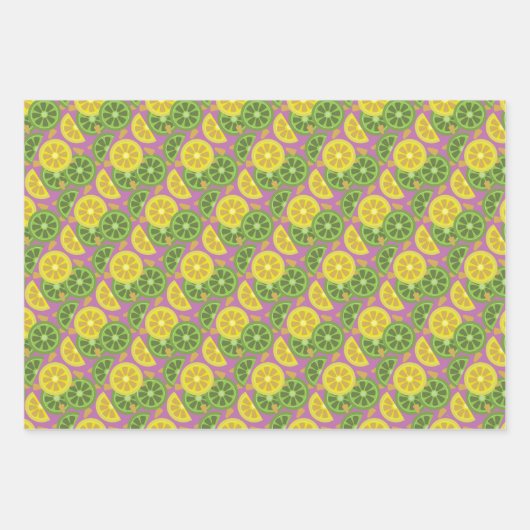 Hübsches Zitrusmuster in Papierblättern Geschenkpapier Set (Vorderseite)