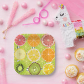 Hübsches Zitrusmuster Orange Gelb Grün Pappteller (Party)