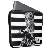 Hübsches ZuckerkulGirl, schwarz und weiß gestriche Laptopschutzhülle (Vorne Rechts)