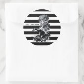 Hübsches ZuckerkulGirl, schwarz und weiß gestriche Runder Aufkleber (Tasche)