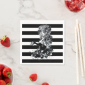 Hübsches ZuckerkulGirl, schwarz und weiß gestriche Serviette (Beispiel)