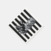 Hübsches ZuckerkulGirl, schwarz und weiß gestriche Serviette (Ecke)