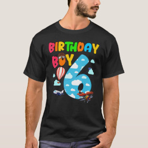 Hubschrauber 6. Geburtstag Junge Flugzeug Pilot 6 T-Shirt