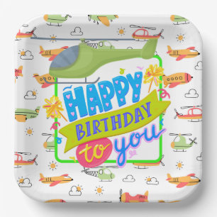 Hubschrauber Alles Gute zum Geburtstag Pappteller